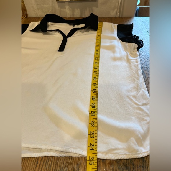 BLUE IDENTITY – Black & White Contrast Blouse – Size XL - Picture 9 of 9